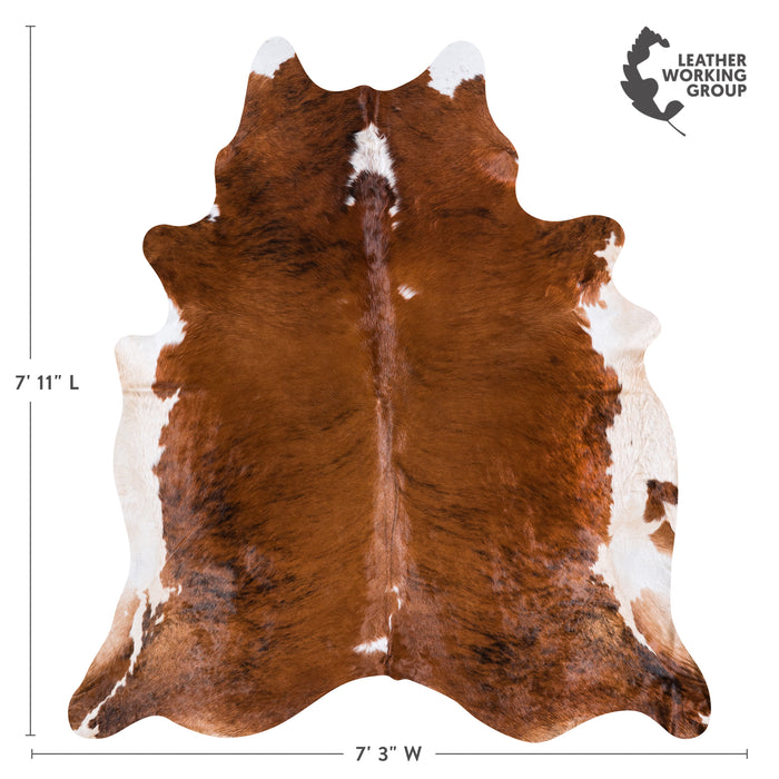 Brazilian Brindle White Belly Cowhide Rug Size 7'11" L x 7'3" W 4569