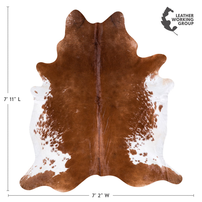 Brazilian Brown and White Cowhide Rug Size 7'11" L x 7'2" W 4599