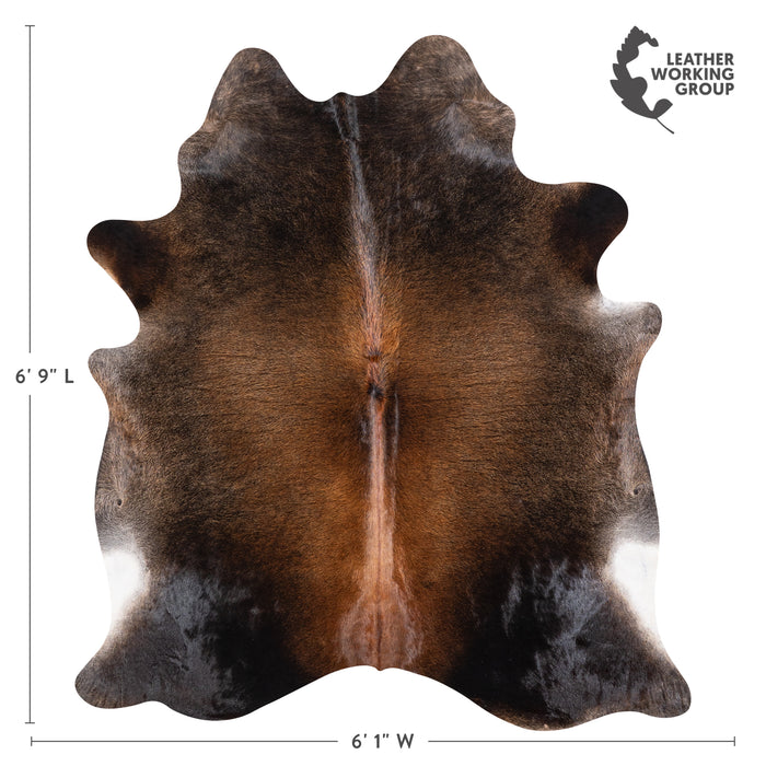 Brazilian Mahogany Cowhide Rug Size 6'9" L x 6'1" W 4614