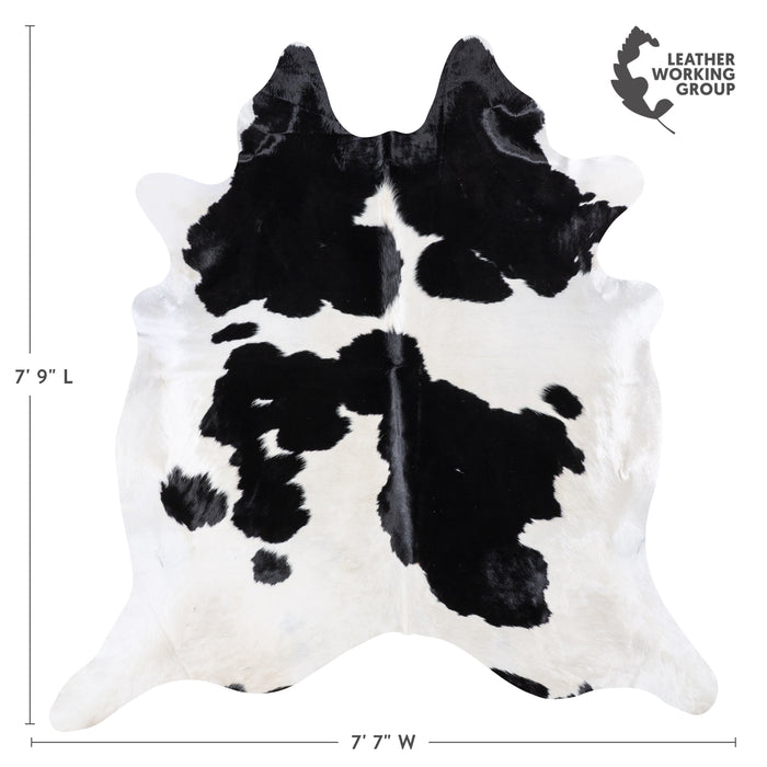 Brazilian Black and White Cowhide Rug Size 7'9" L x 7'7" W 4672