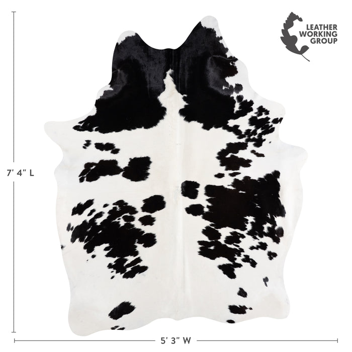 Brazilian Black and White Cowhide Rug Size 7'4" L x 5'3" W 4681