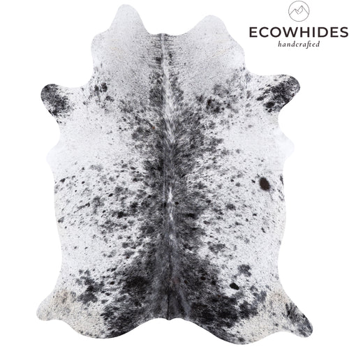 Brazilian Black Salt and Pepper Cowhide Rug Size 7'1" L x 5'9" W 4861