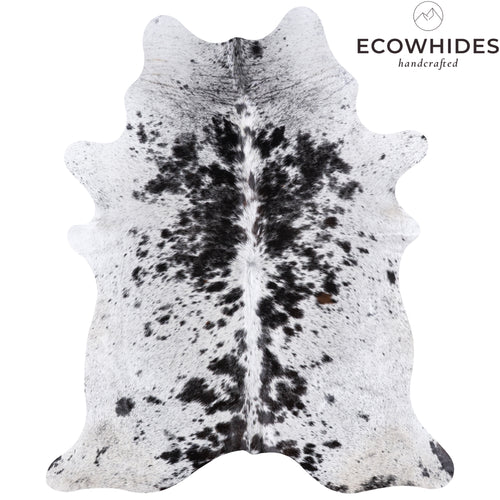 Brazilian Black Salt and Pepper Cowhide Rug Size 6'11" L x 6'0" W 4862