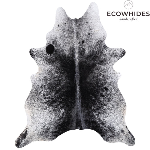 Brazilian Black Salt and Pepper Cowhide Rug Size 7'4" L x 6'3" W 4863