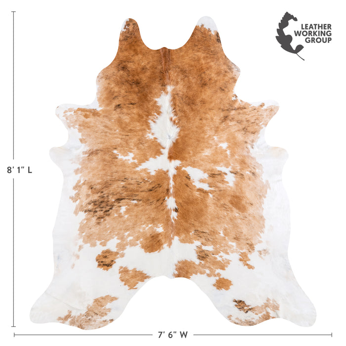 Brazilian Palomino and White Cowhide Rug Size 8'1" L x 7'6" W 4958