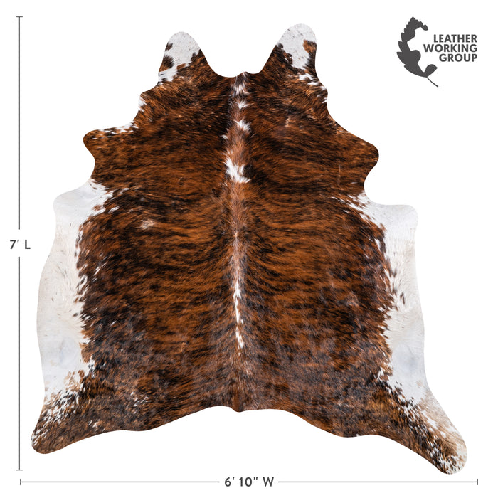 Brazilian Brindle White Belly Cowhide Rug Size 7'0" L x 6'10" W 4963