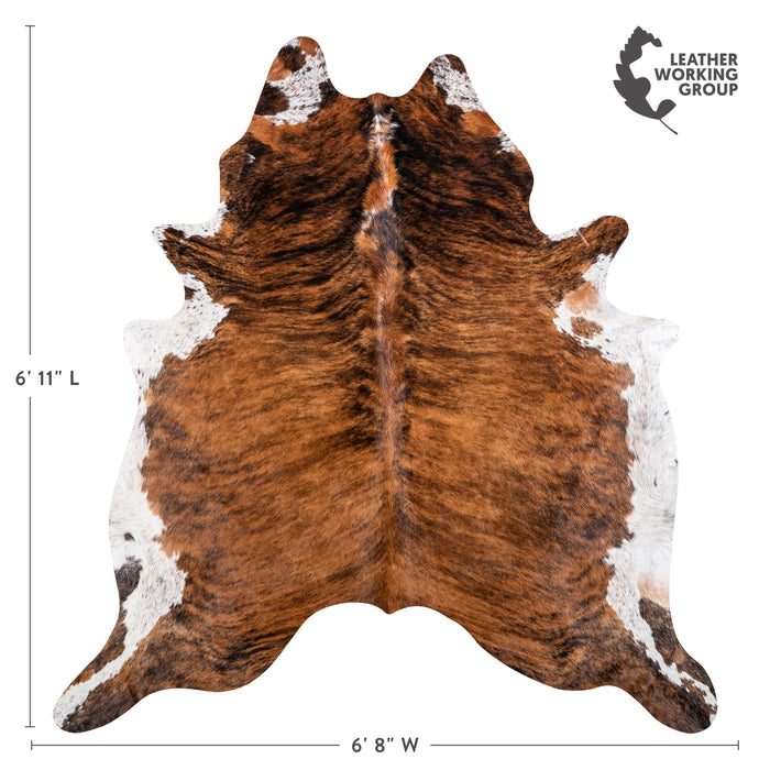 Brazilian Brindle White Belly Cowhide Rug Size 6'11" L x 6'8" W 4965