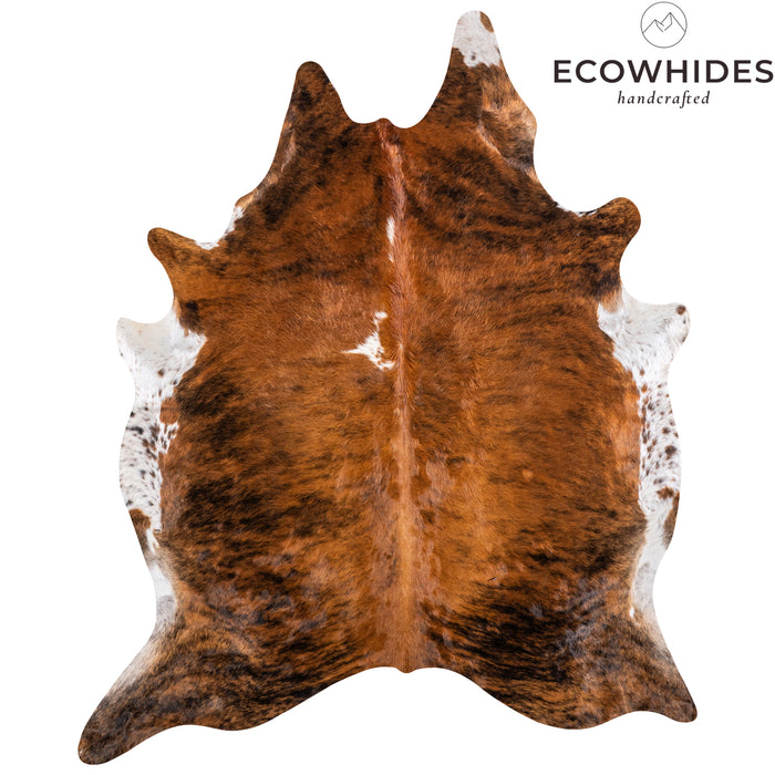 Brazilian Brindle White Belly Cowhide Rug Size 7'4" L x 7'2" W 4971