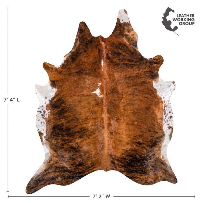 Brazilian Brindle White Belly Cowhide Rug Size 7'4" L x 7'2" W 4971