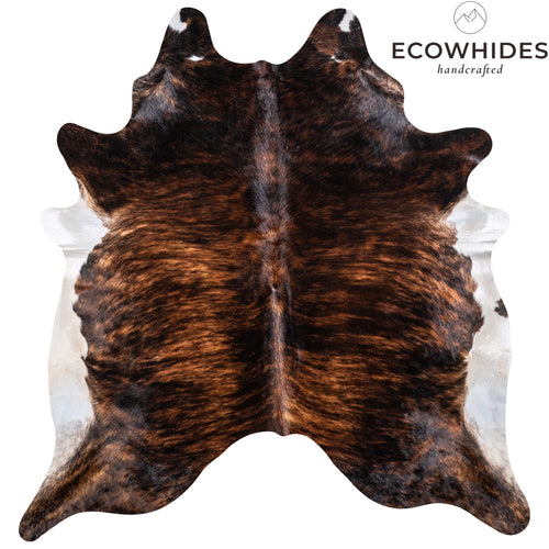 Brazilian Brindle White Belly Cowhide Rug Size 6'9" L x 6'8" W 4976