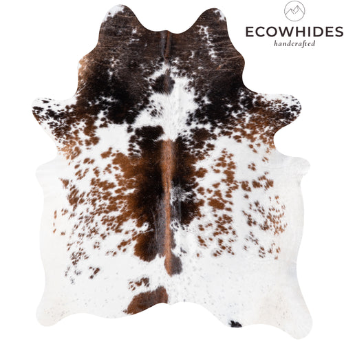 Brazilian Chocolate and White Cowhide Rug Size 6'8" L x 5'6" W 5134