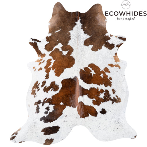 Brazilian Chocolate and White Cowhide Rug Size 6'10" L x 6'1" W 5138