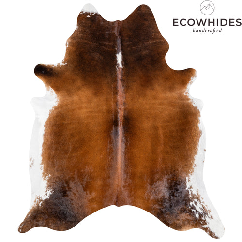 Brazilian Brown and White Cowhide Rug Size 6'8" L x 5'11" W 5147