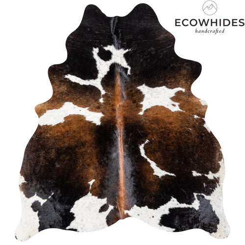 Brazilian Chocolate and White Cowhide Rug Size 6'6" L x 5'8" W 5148