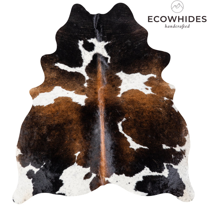 Brazilian Chocolate and White Cowhide Rug Size 6'6" L x 5'8" W 5148