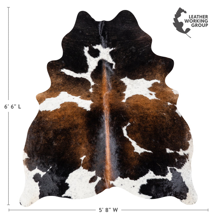 Brazilian Chocolate and White Cowhide Rug Size 6'6" L x 5'8" W 5148