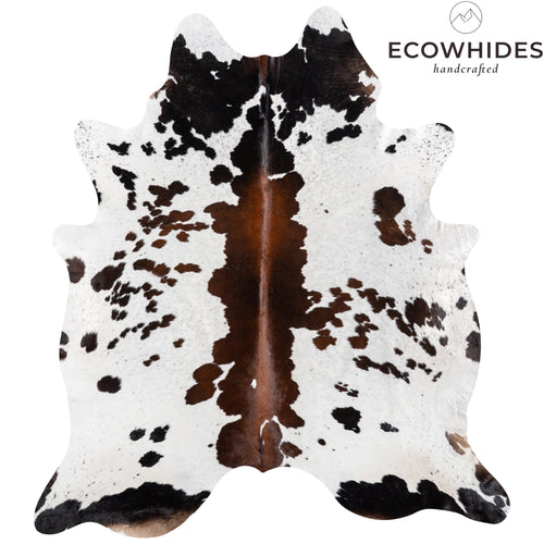 Brazilian Chocolate and White Cowhide Rug Size 8'0" L x 7'2" W 5168