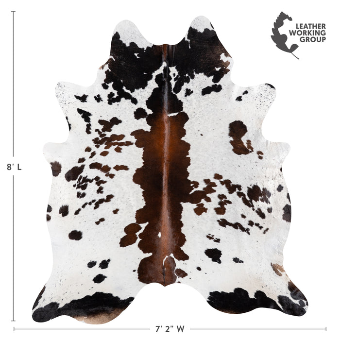 Brazilian Chocolate and White Cowhide Rug Size 8'0" L x 7'2" W 5168