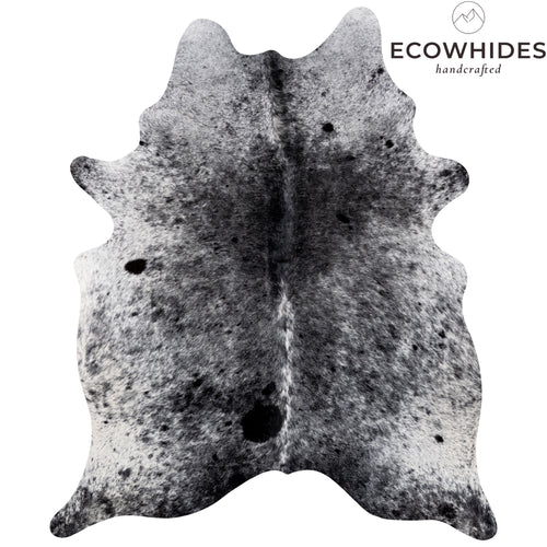 Brazilian Black Salt and Pepper Cowhide Rug Size 7'1" L x 6'1" W 5177