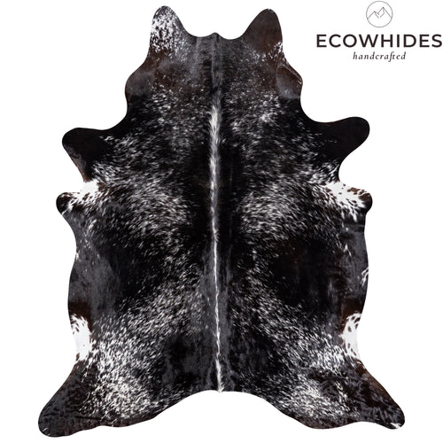 Brazilian Black Salt and Pepper Cowhide Rug Size 7'4" L x 6'5" W 5178