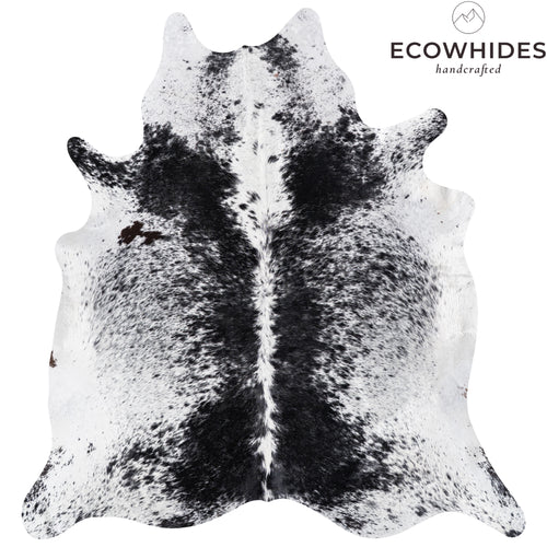 Brazilian Black Salt and Pepper Cowhide Rug Size 7'3" L x 6'10" W 5179