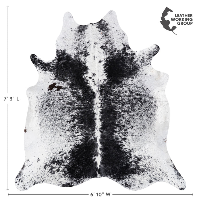 Brazilian Black Salt and Pepper Cowhide Rug Size 7'3" L x 6'10" W 5179