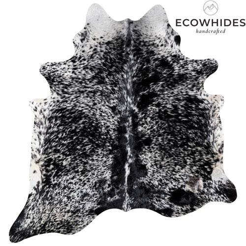 Brazilian Black Salt and Pepper Cowhide Rug Size 7'4" L x 6'11" W 5182