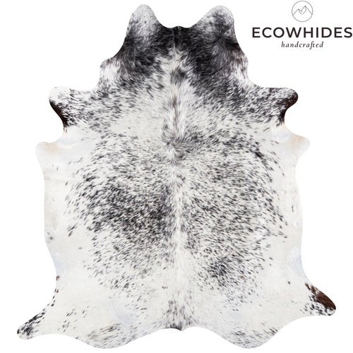 Brazilian Black Salt and Pepper Cowhide Rug Size 7'5" L x 6'10" W 5184