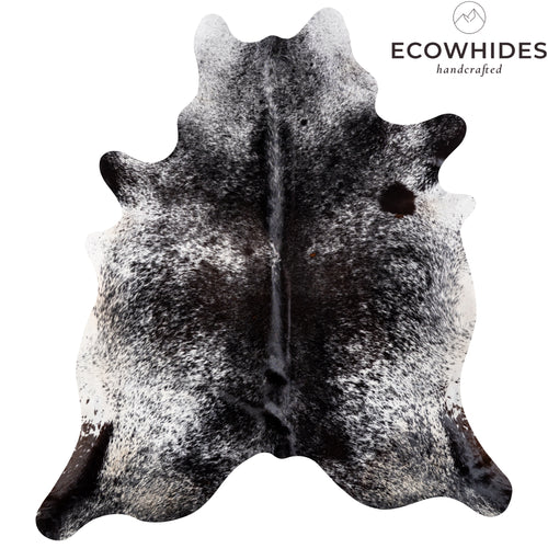 Brazilian Black Salt and Pepper Cowhide Rug Size 8'2" L x 7'6" W 5187