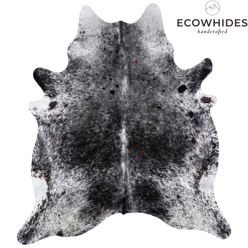 Brazilian Black Salt and Pepper Cowhide Rug Size 8'2" L x 7'4" W 5189