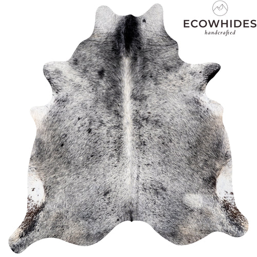 Brazilian Black Salt and Pepper Cowhide Rug Size 7'7" L x 7'3" W 5190