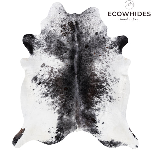 Brazilian Black Salt and Pepper Cowhide Rug Size 7'10" L x 6'9" W 5194