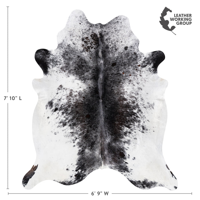 Brazilian Black Salt and Pepper Cowhide Rug Size 7'10" L x 6'9" W 5194