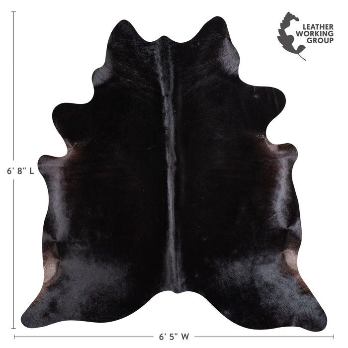Brazilian Solid Black Cowhide Rug Size 6'8" L x 6'5" W 5212