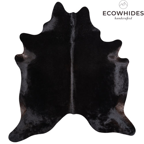 Brazilian Solid Black Cowhide Rug Size 7'2" L x 6'7" W 5215
