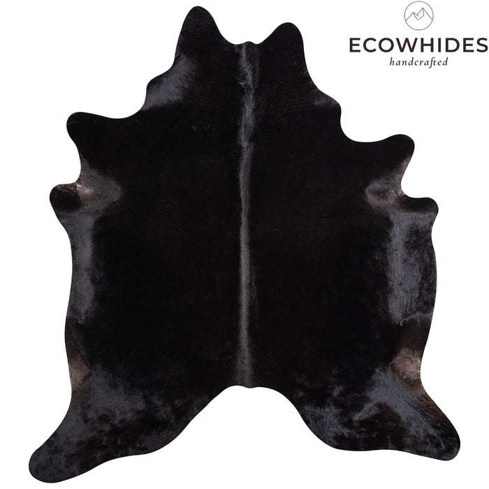 Brazilian Solid Black Cowhide Rug Size 7'2" L x 6'7" W 5215