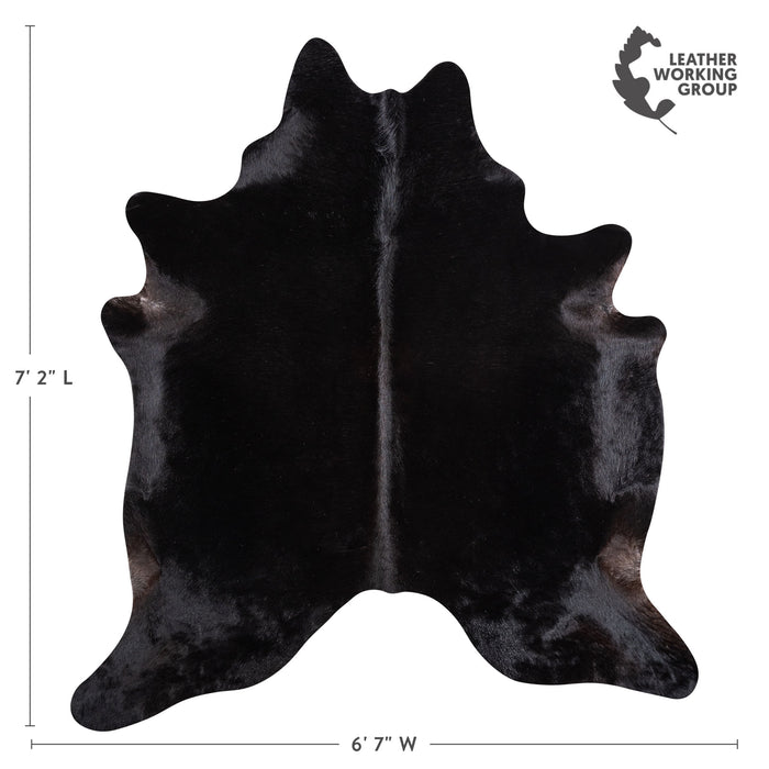 Brazilian Solid Black Cowhide Rug Size 7'2" L x 6'7" W 5215