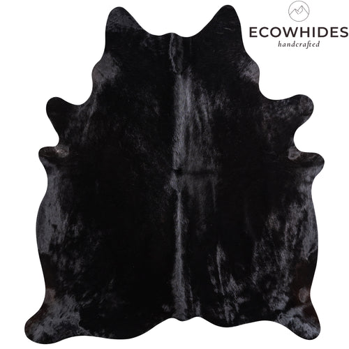 Brazilian Solid Black Cowhide Rug Size 6'9" L x 5'11" W 5216