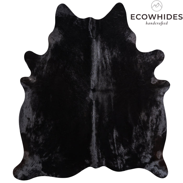 Brazilian Solid Black Cowhide Rug Size 6'9" L x 5'11" W 5216