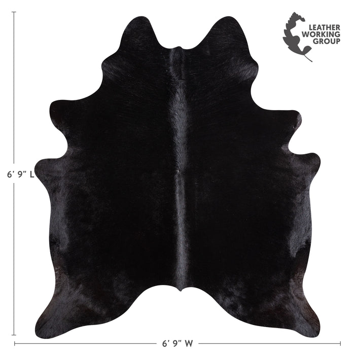 Brazilian Solid Black Cowhide Rug Size 6'9" L x 6'9" W 5217