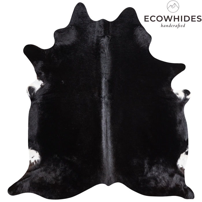 Brazilian Solid Black Cowhide Rug Size 6'6" L x 6'2" W 5219
