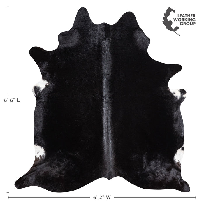 Brazilian Solid Black Cowhide Rug Size 6'6" L x 6'2" W 5219
