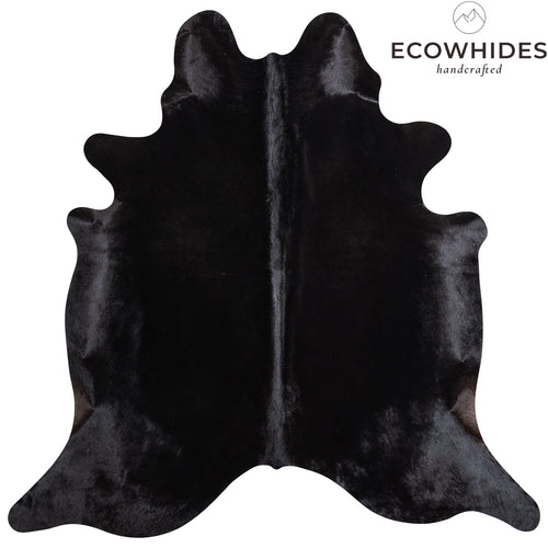 Brazilian Solid Black Cowhide Rug Size 7'2" L x 6'9" W 5221