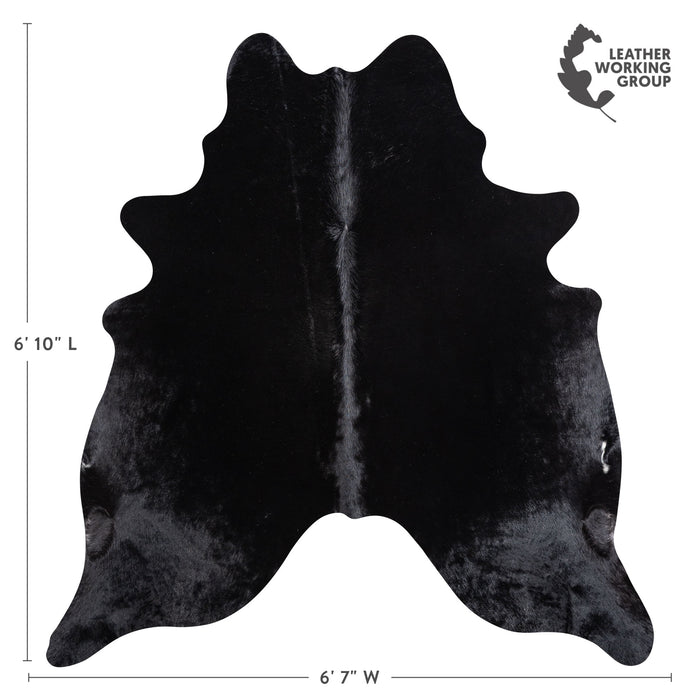 Brazilian Solid Black Cowhide Rug Size 6'10" L x 6'7" W 5223