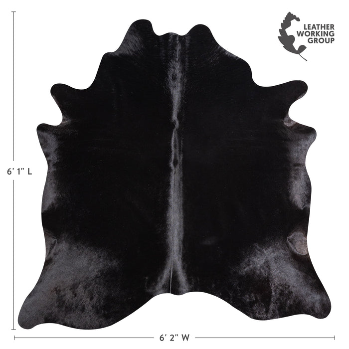 Brazilian Solid Black Cowhide Rug Size 6'1" L x 6'2" W 5224