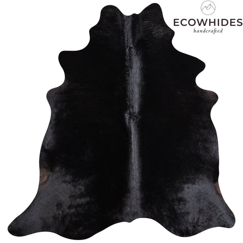 Brazilian Solid Black Cowhide Rug Size 6'6" L x 6'1" W 5225