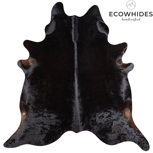 Brazilian Solid Black Cowhide Rug Size 7'3" L x 6'11" W 5227
