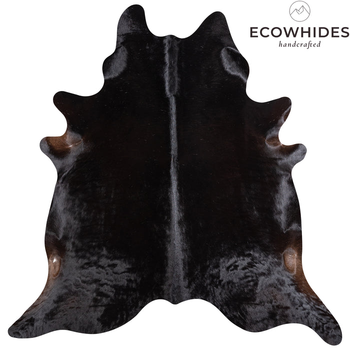 Brazilian Solid Black Cowhide Rug Size 7'3" L x 6'11" W 5227