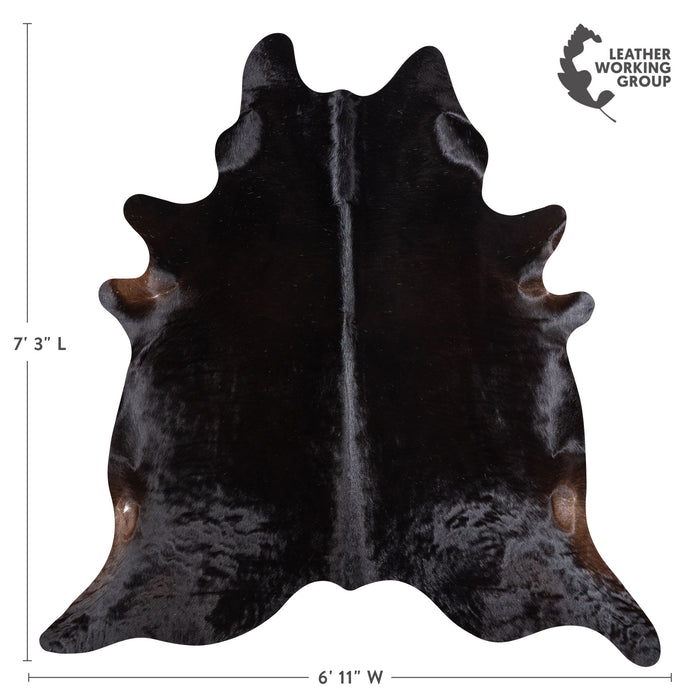 Brazilian Solid Black Cowhide Rug Size 7'3" L x 6'11" W 5227