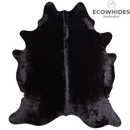 Brazilian Solid Black Cowhide Rug Size 6'7" L x 5'11" W 5228